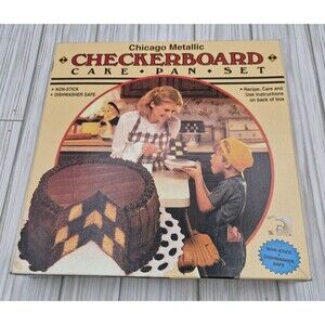 Chicago Metallic Checkerboard 9" Cake Pan Set of 3 SilverStone 21206 No Stick